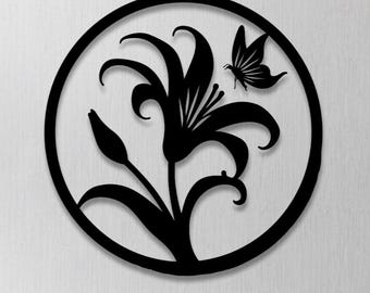Flower and Butterfly Metal Wall Art – Minimalist Home Decor