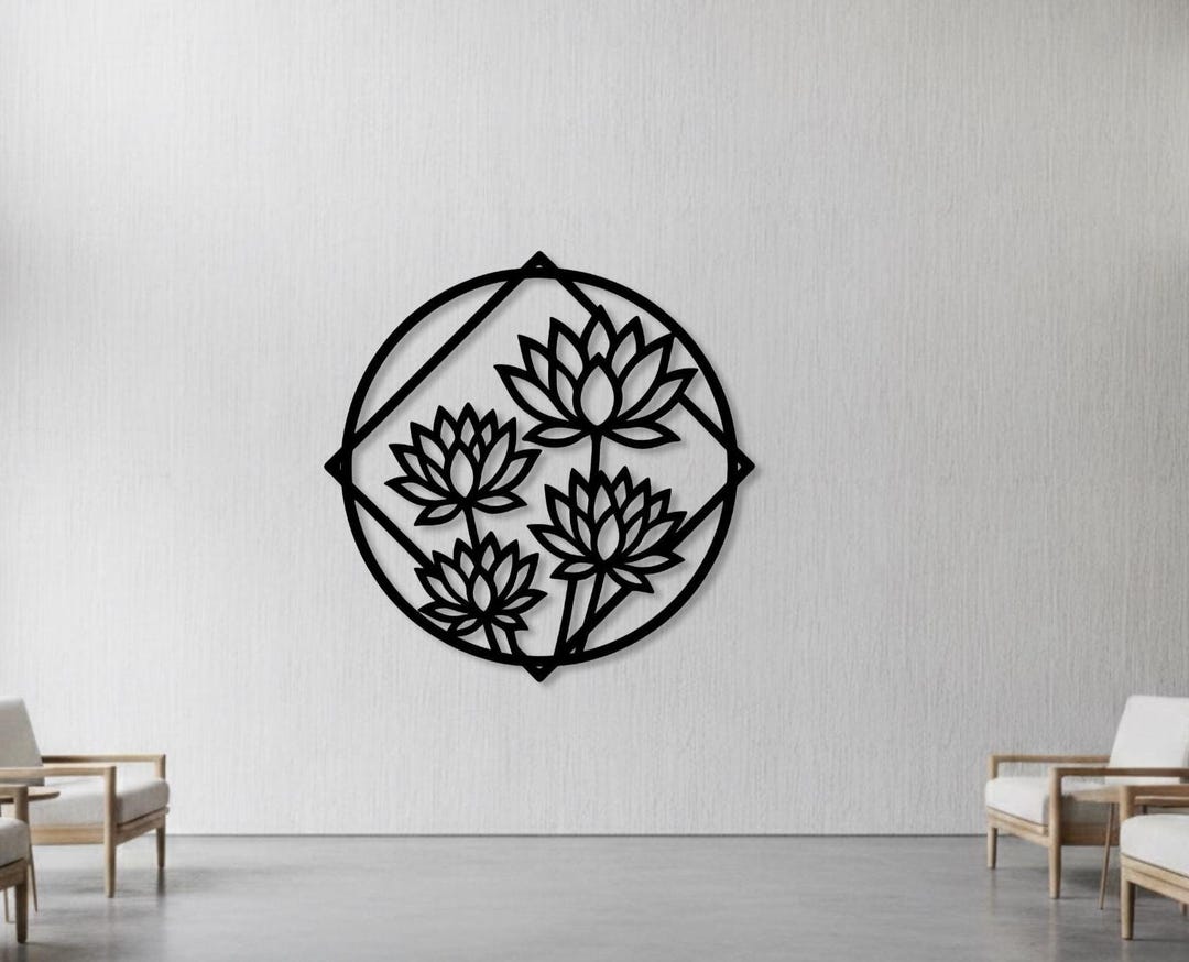 Lotus Flower Metal Wall Art – Geometric Minimalist Decor - Etsy