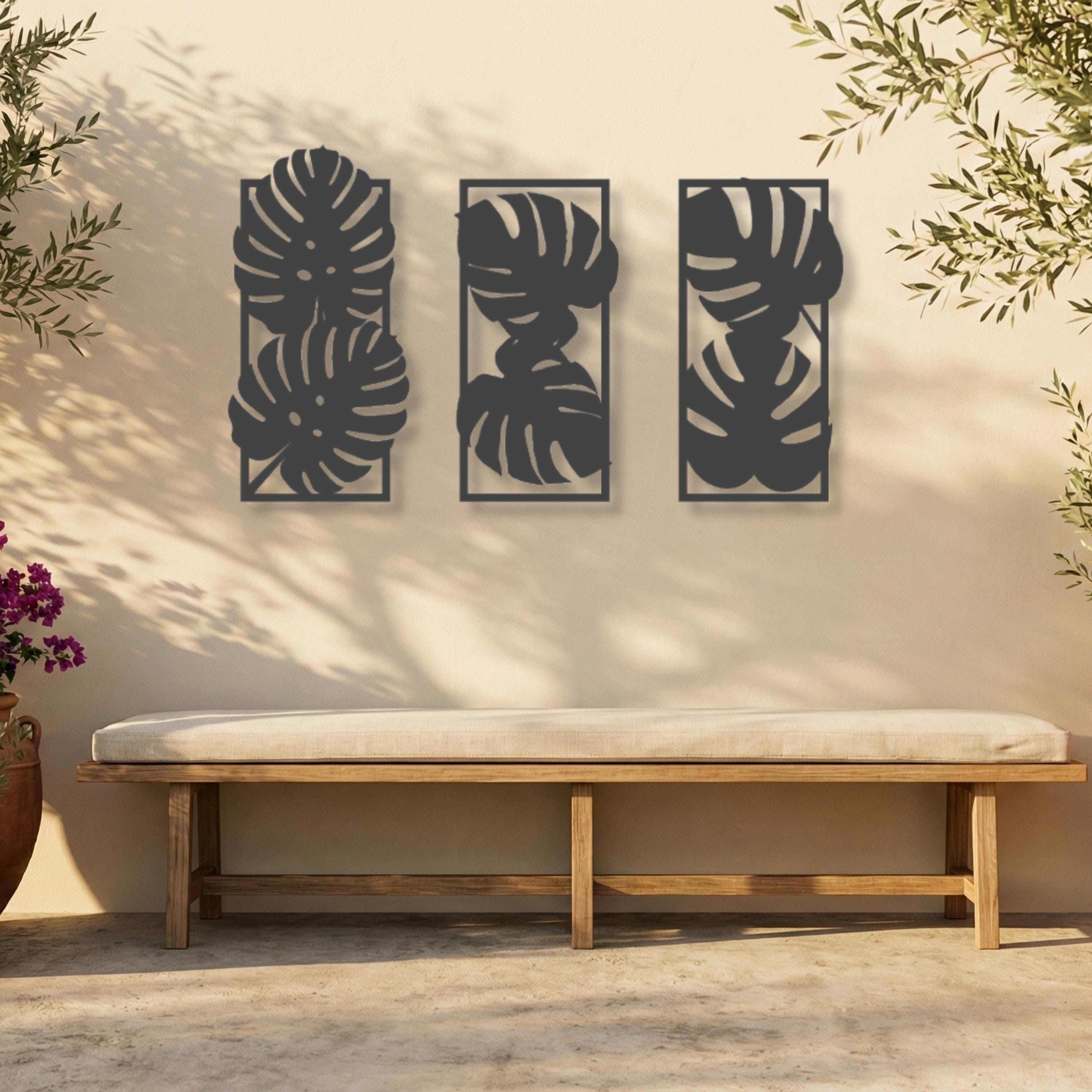 Monstera Leaf Metal Wall Art Set – Tropical Decor Panels - Etsy