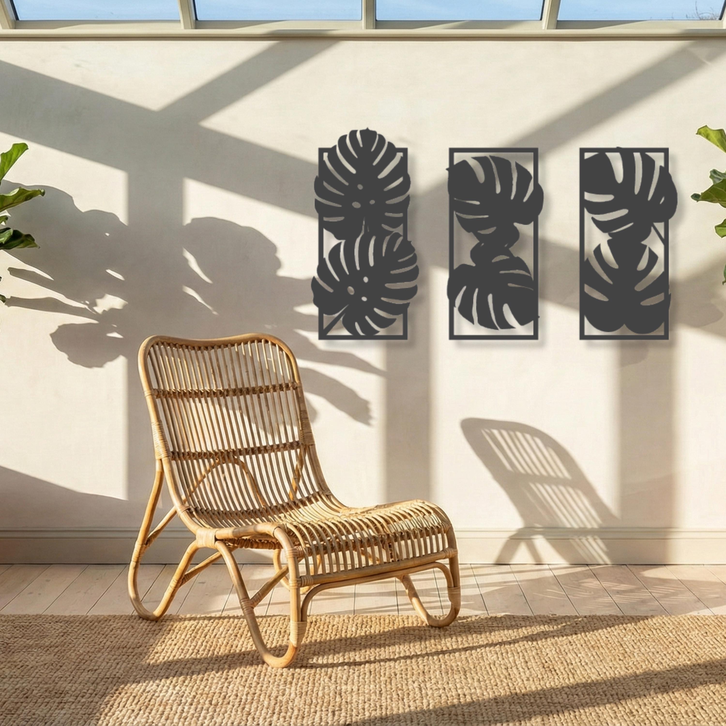 Monstera Leaf Metal Wall Art Set – Tropical Decor Panels - Etsy