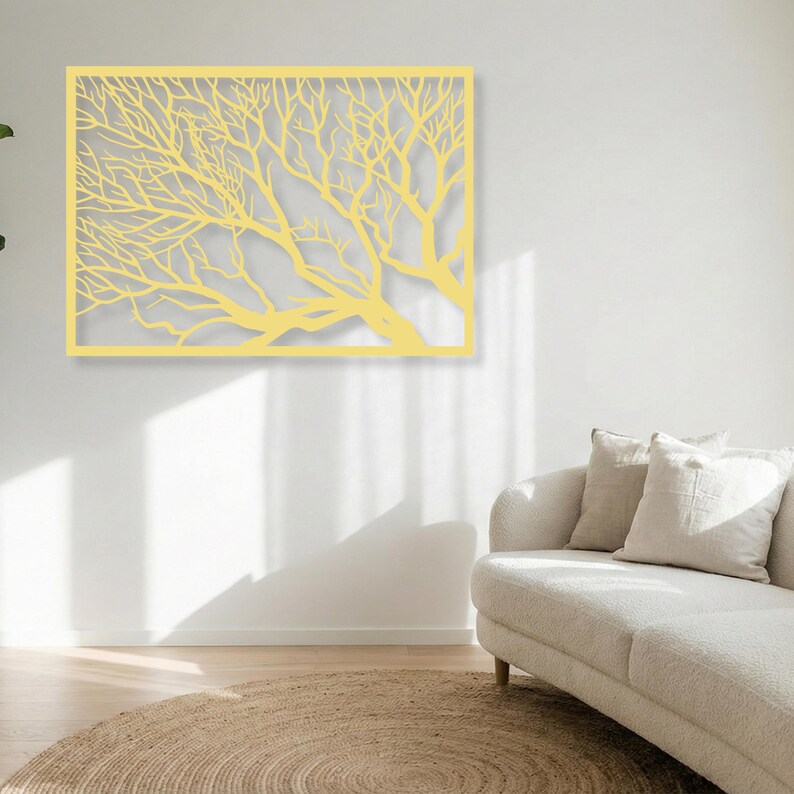 Minimalist Tree Branch Metal Wall Art - Custom Name Decor - Etsy