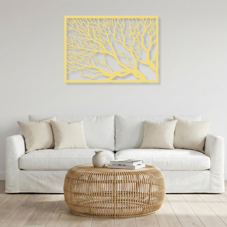 Minimalist Tree Branch Metal Wall Art - Custom Name Decor - Etsy
