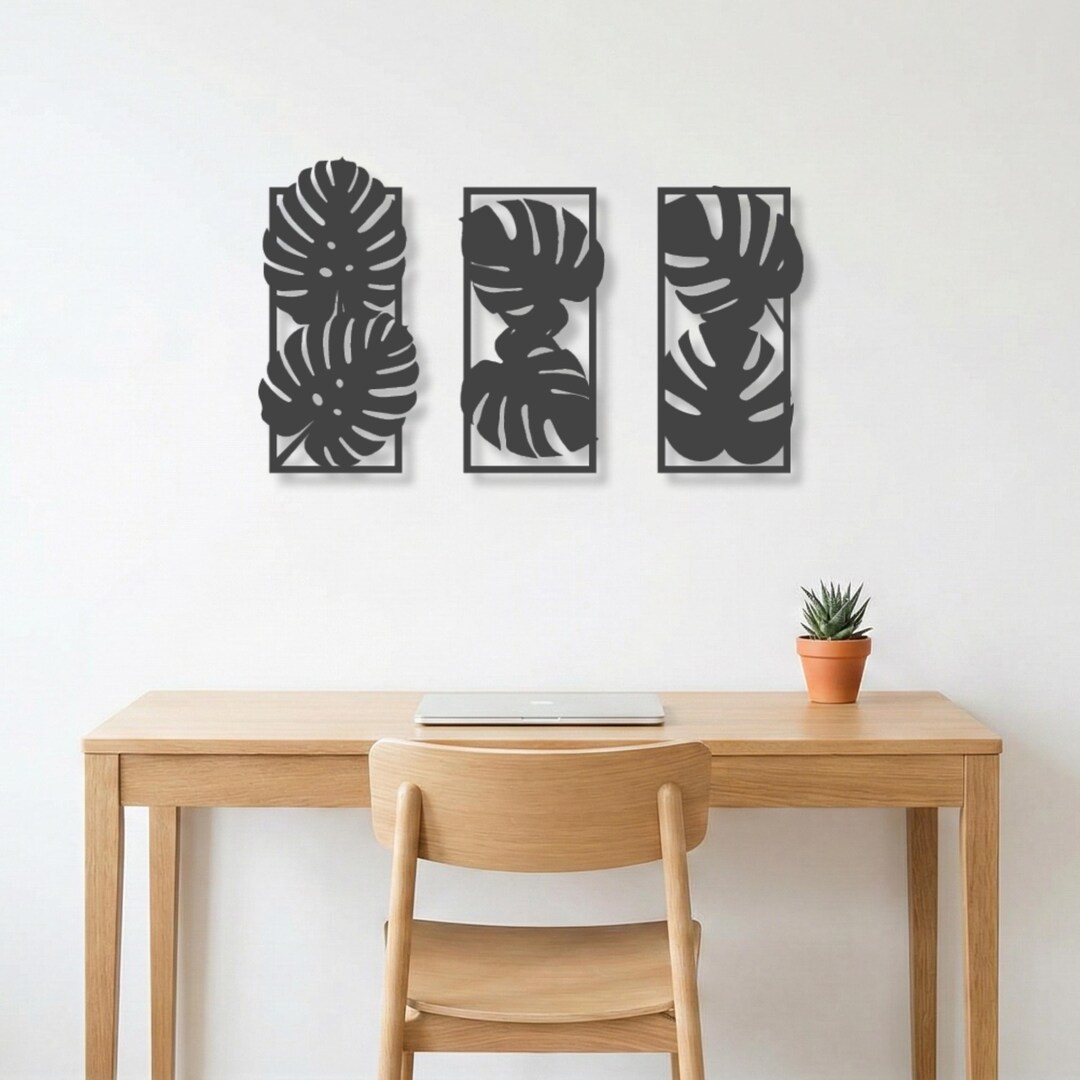 Monstera Leaf Metal Wall Art Set – Tropical Decor Panels - Etsy