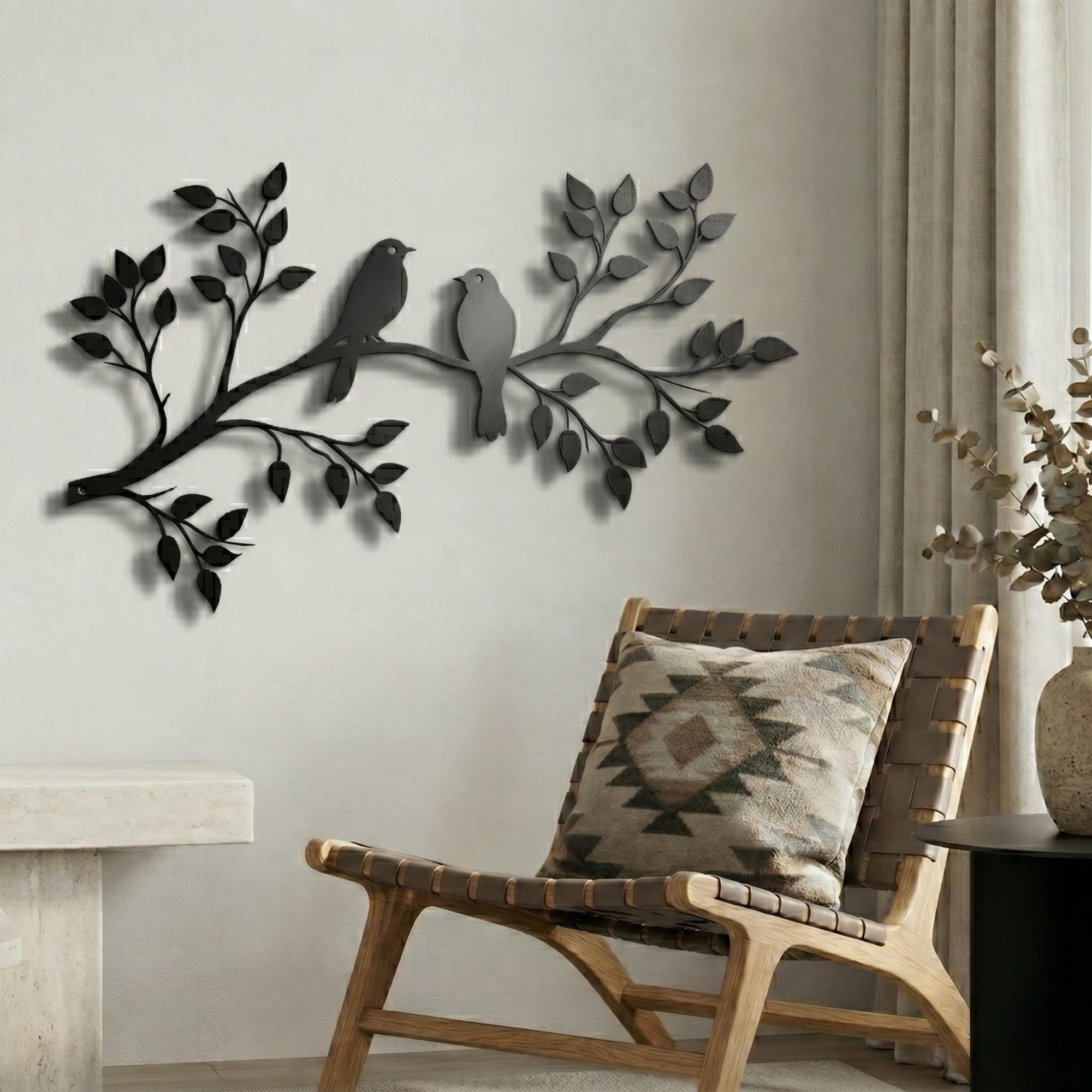 Birds on Branch Metal Wall Art – Minimalist Silhouette Decor - Etsy