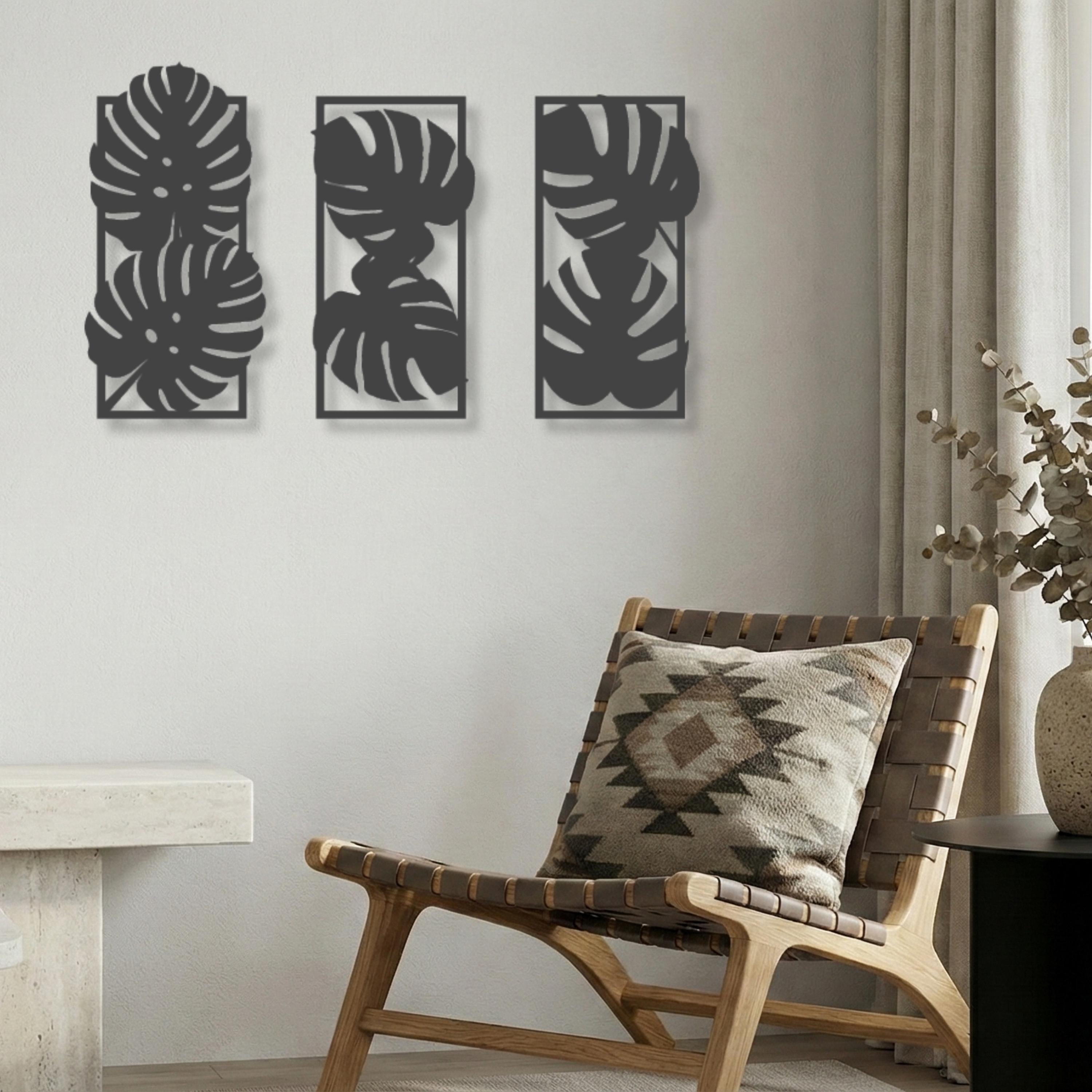 Monstera Leaf Metal Wall Art Set – Tropical Decor Panels - Etsy