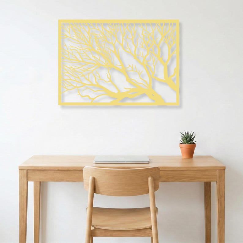 Minimalist Tree Branch Metal Wall Art - Custom Name Decor - Etsy