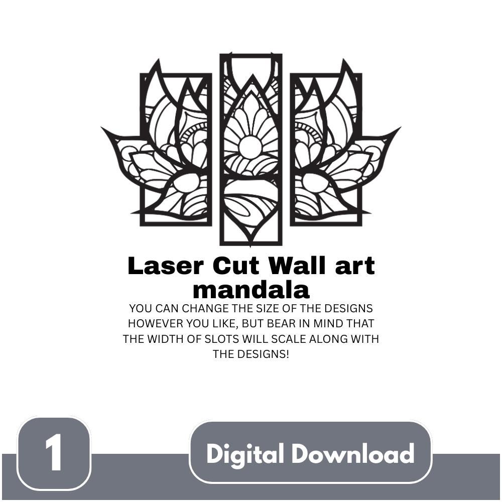 Lotus Mandala Wall Art SVG | 3 Panel Layered Cut File | Laser Cut CNC ...