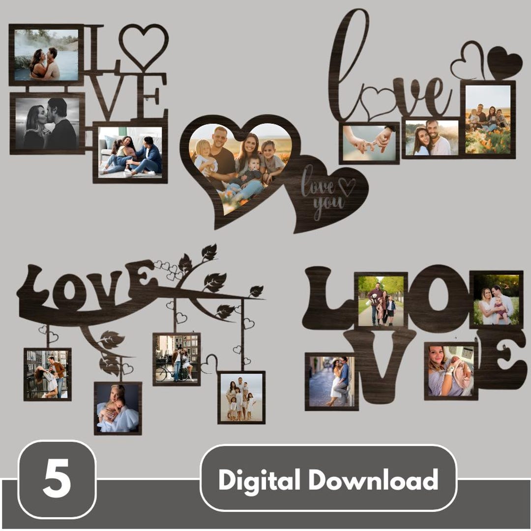 Love Photo Frame SVG Bundle, Family Love Wall Art, Romantic Photo Frame ...