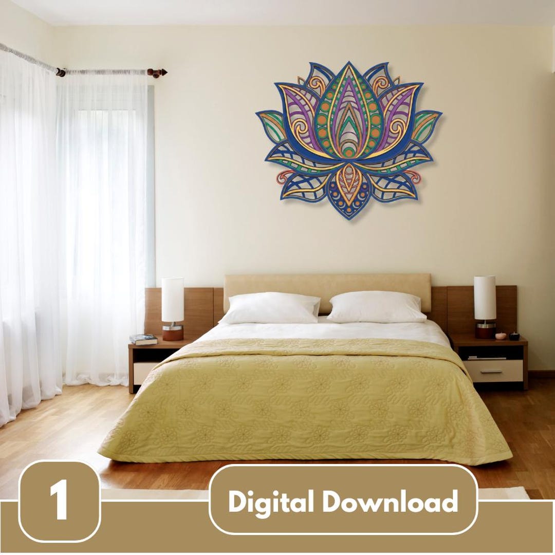 Lotus Mandala Wall Art SVG | Layered Lotus SVG | 3D Mandala Laser Cut ...