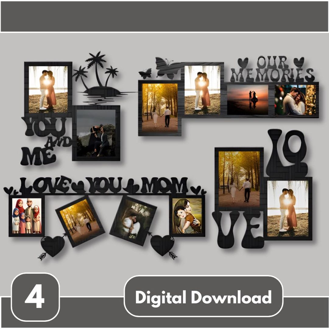Love Memories Photo Frame SVG Bundle, Family Wall Art Photo Frames ...