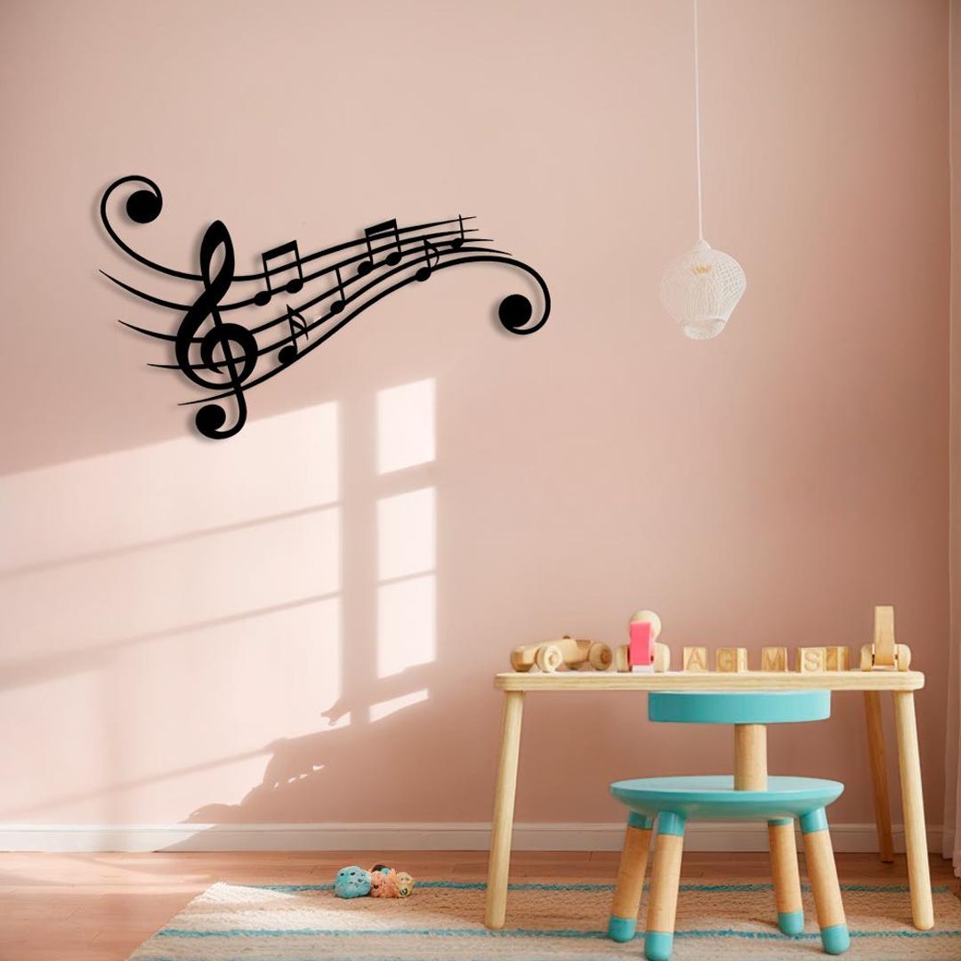 Metal Music Note Wall Art, Treble Clef With Staff Decor for Living Room ...