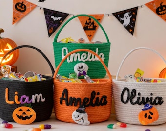 Personalized Halloween Candy Basket: Embroidered Trick or Treat Bag