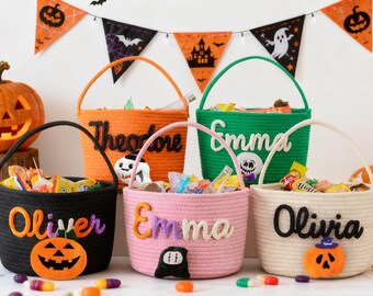 Personalized Halloween Treat Basket: Embroidered Candy Tote Bag