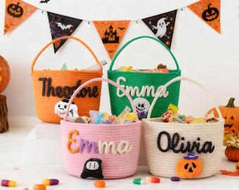 Personalized Halloween Candy Basket: Embroidered Trick or Treat Tote