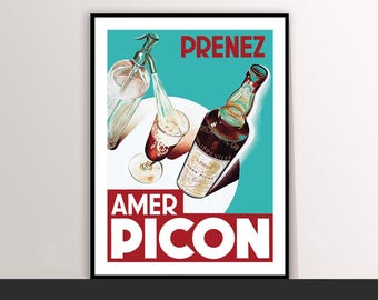 Art-decocanvas Amer Picon: vintage poster eten en drinken