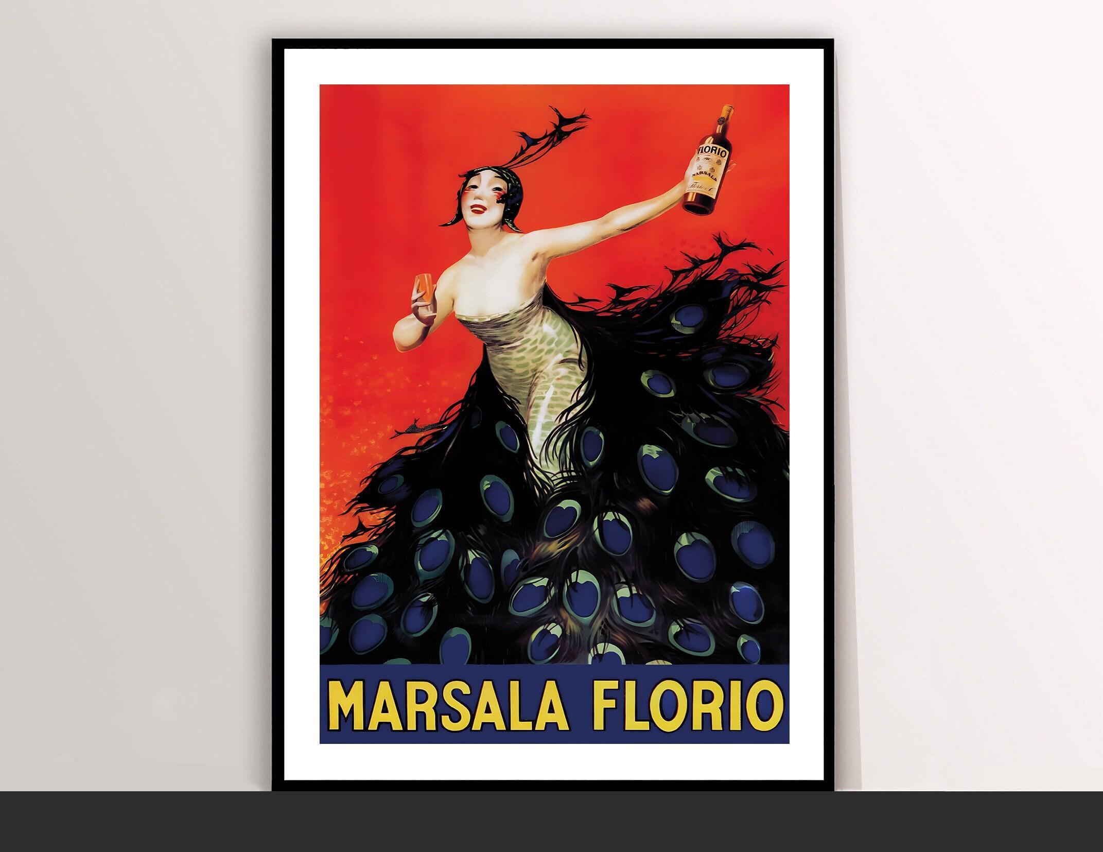 Affiche Publicitaire Vintage Marsala Florio - Poster 60x90 Cm, Occasion Parfaite