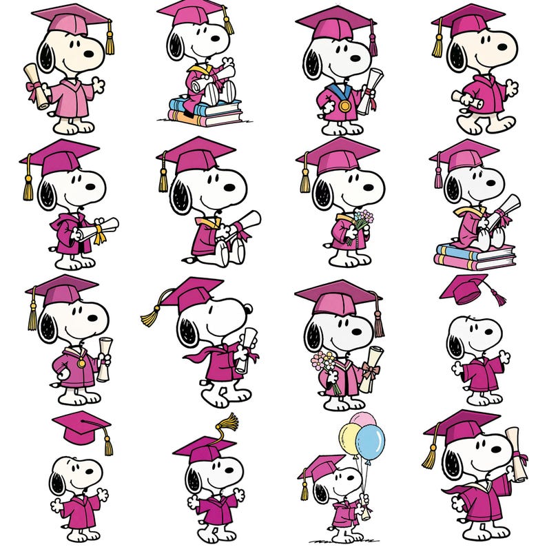 Graduation Snoopy Pink PNG | Cute Puppy Grad Design | Class of 2026 ...