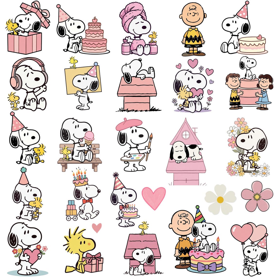 Snoopy Digital Pink Snoopy Digital Kit, Snoopy Clipart, Peanuts, Birthday Dog - Etsy