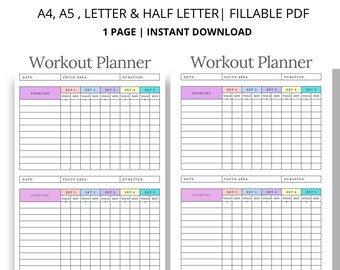 Workout Planner Printable – 1 Sheet Strength Training Tracker for Home ...