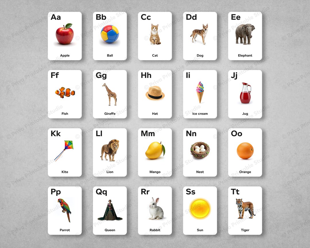 Printable English Alphabet Flash Cards: Montessori Learning (digital ...