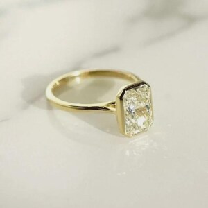 3 CT Radiant Cut Moissanite Engagement Ring, Propose Ring, Bezel Setting,  Solitaire Rings for Women 925 Sterling, 9K, 10K &14K Solid Gold