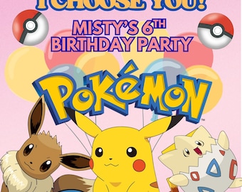 Invitación de Pokémon, tarjeta de invitación de cumpleaños, plantilla editable de Canva, invitación digital, descarga instantánea, invitación digital de Pokémon