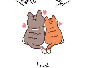 Cat Birthday Greeting! Canva Editable Template, Digital Invitation, Instant Download