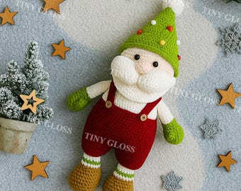 Haakpatroon voor een kerstkabouter: Amigurumi kerstmanpop (PDF-handleiding)