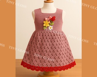 Lace Crochet Baby Dress Pattern with Floral Skirt (PDF Tutorial)