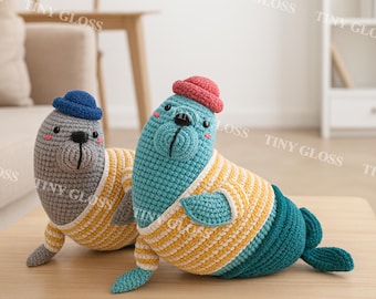 Wzór szydełkowy na fokę: Zabawka amigurumi w kształcie morskiego zwierzątka (wzór w formacie PDF)