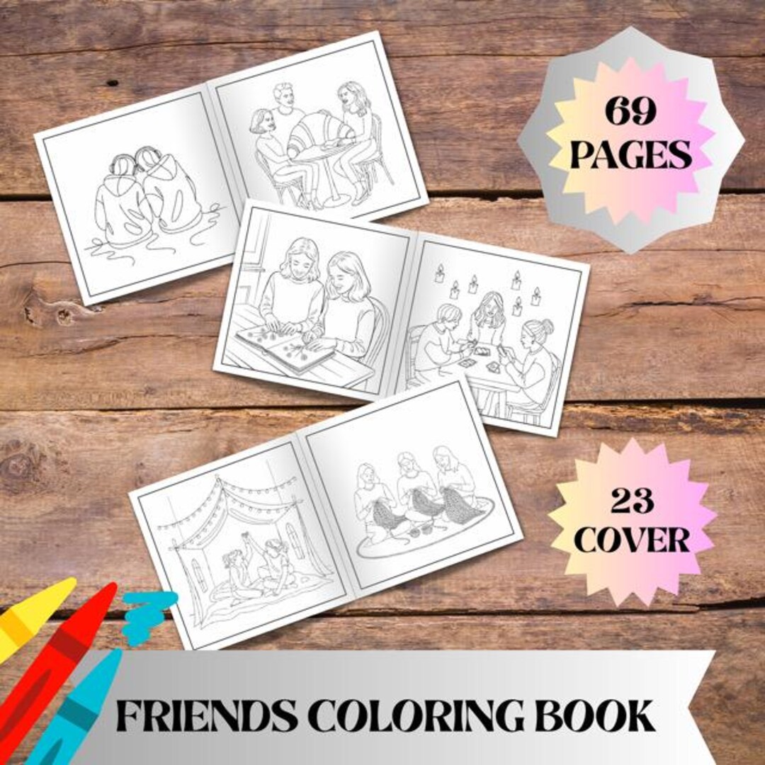 Friends Coloring Book for Kids, Cute Animal Friends Coloring Pages ...