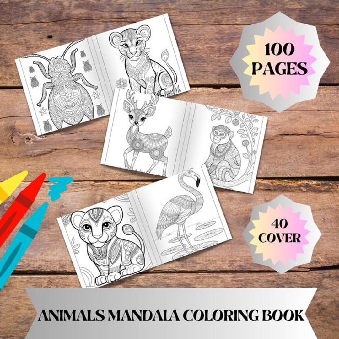 Animal Mandala Coloring Book for Adults | 100 Pages Printable Animal ...