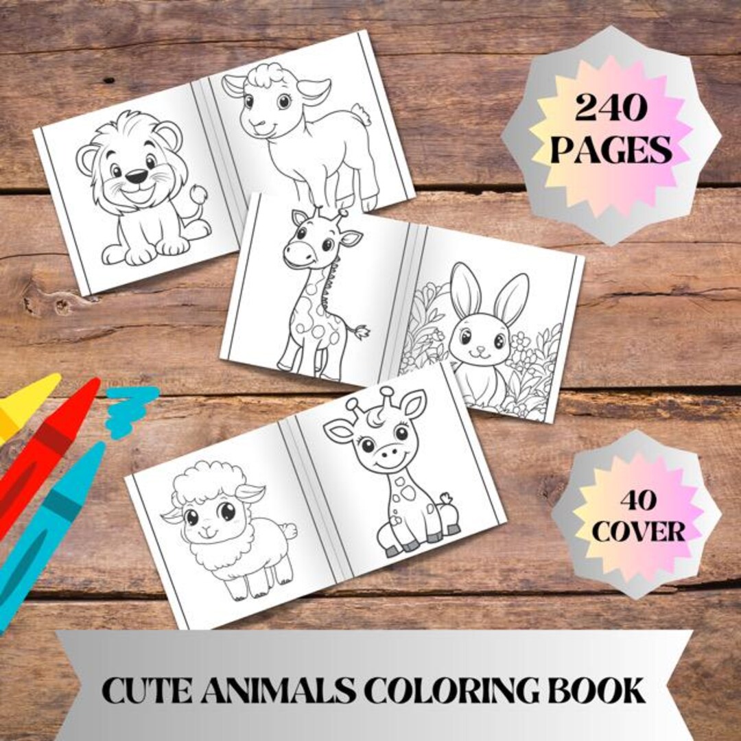 Wild Animal Coloring Book for Kids Cute Safari Jungle Animals Pages ...