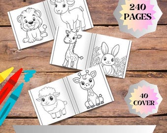 Wild Animal Coloring Book for Kids Cute Safari Jungle Animals Pages Printable Art PDF PNG Digital Download