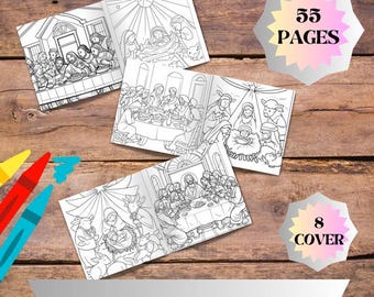 Bible Coloring Book for Kids, Christian Printable Pages, Religious Activity Sheets, Instant Download Digital Coloring Book