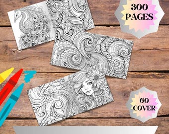 Zentangle Coloring Book for Adults 300 Pages Floral Line Art and Abstract Designs Relaxing Mindful Therapy Digital Download PNG PDF JPG