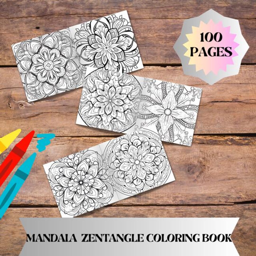 Mandala Zentangle Coloring Book for Adults and Kids 100 Pages Intricate ...