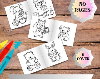 Cozy Animals Coloring Book, Cute Animal Coloring Pages, Printable Kids Activity Book, Digital Coloring Sheets, Instant Download
