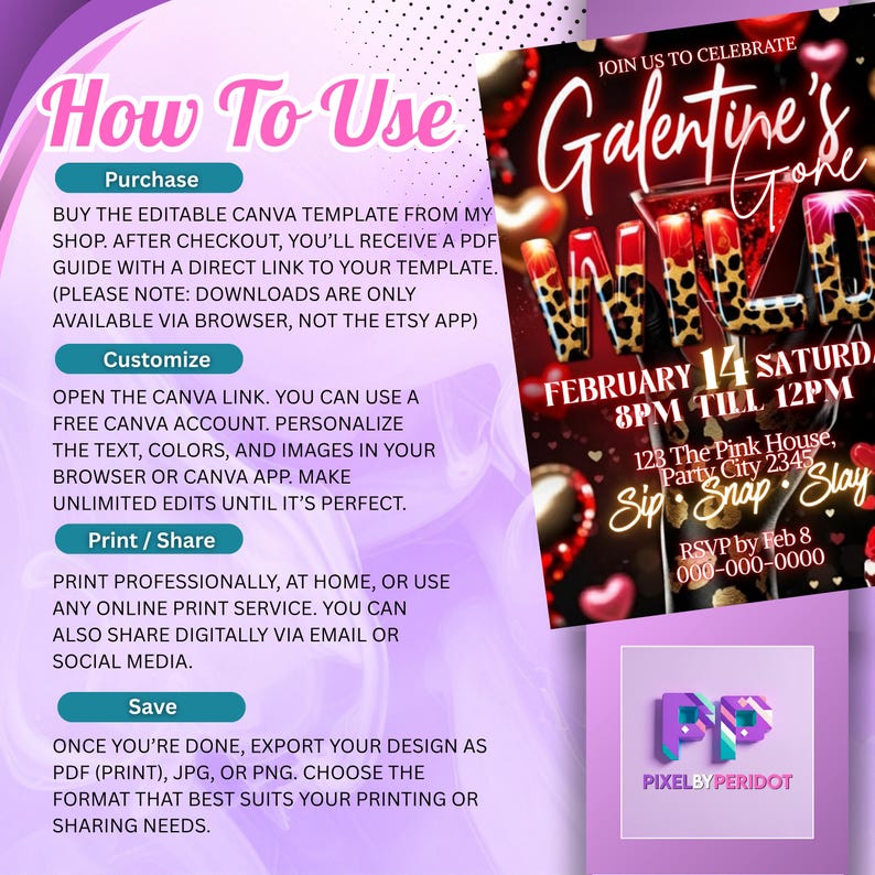 Cheetah Galentines Day Party Invitation: Valentines Leopard Invite Digital Galentines Girl Night Party Invite Dinner Editable Canva Template