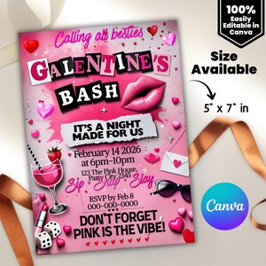 Editable Burn Book Galentine's Day Invite, Pink Girls Party Invitation, Valentine's Day Invite, Girls Only, Mean Girls Galentines Invite