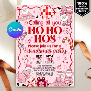 Friendsmas Funny Invitation, Christmas Funny Invitation, Ho Ho Hos Invitation, Adult Holiday Party Invite, Friendsmas Party, Canva Template