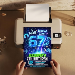 Six Seven Meme Birthday Invitation, 7th birthday invite boy,I Was 6 Now I’m 7 birthday invite, EDITABLE Italian 67 Brainrot Steal A Brainrot