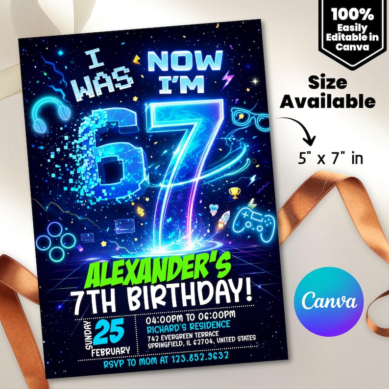 Six Seven Meme Birthday Invitation, 7th birthday invite boy,I Was 6 Now I’m 7 birthday invite, EDITABLE Italian 67 Brainrot Steal A Brainrot