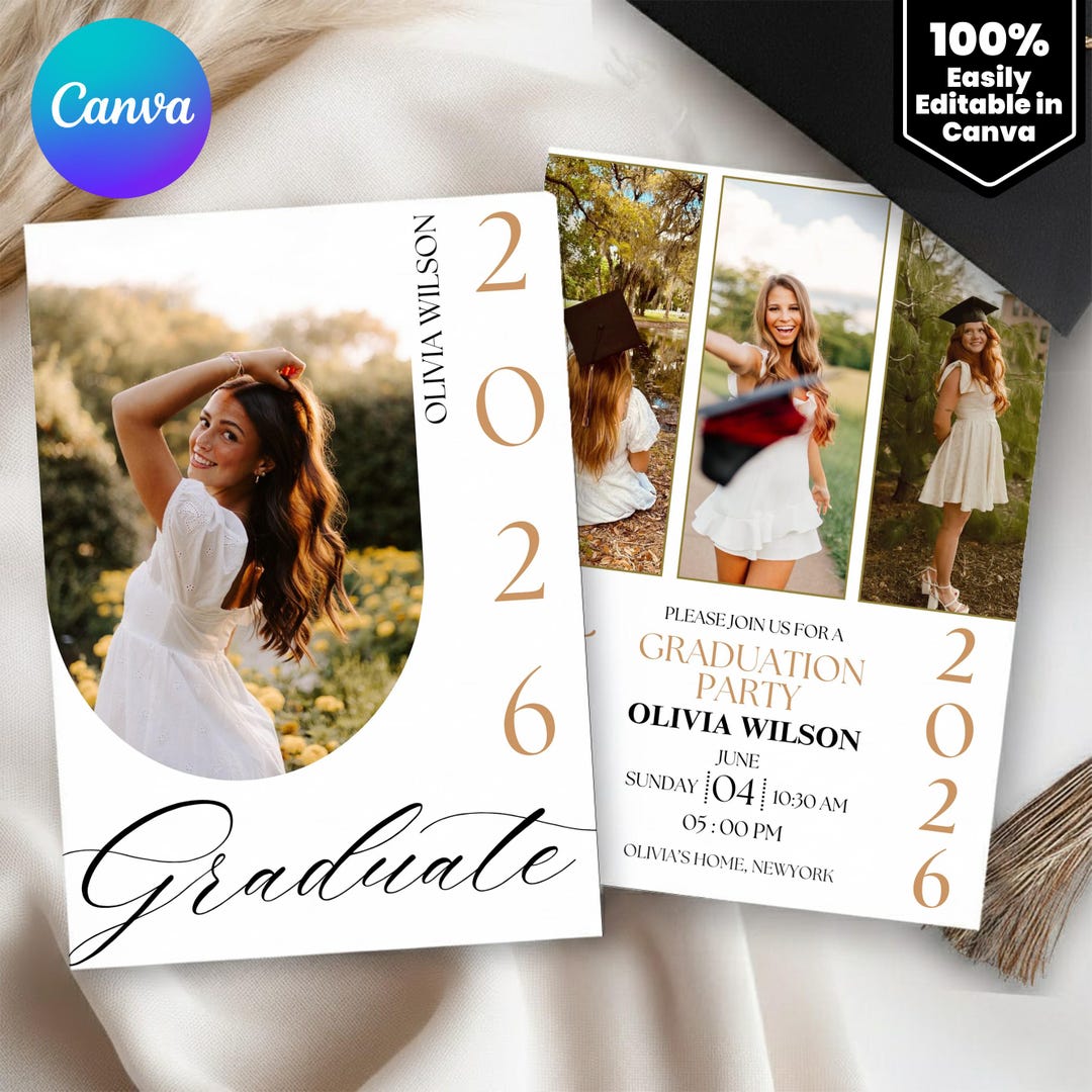 Hello April Graduation Floral Graduation Announcement, Spring Graduation Party Invitation ...