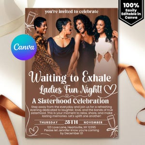 Waiting to Exhale Pajama Party Invitation, Ladies Night Evite, Boho Sleepover Invite, Wine & Movie Night Template