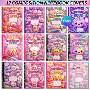 Glitter Dumplings Composition Notebook Covers, Kids Notebook Cover, Back to School Printable, Editable Canva Template,Digital Download