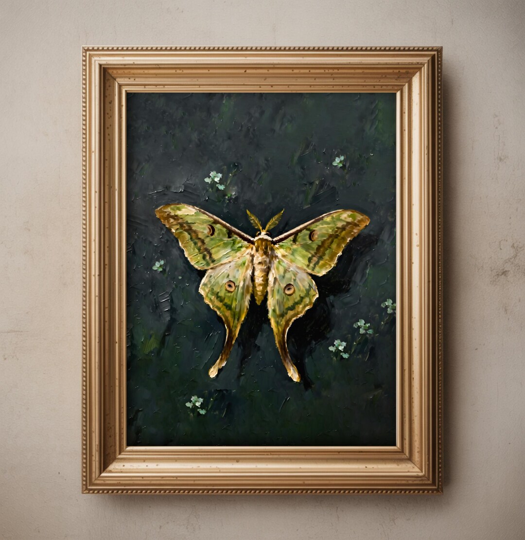 Luna Moth Print, Vintage Entomology Art, Dark Academia Wall Decor ...