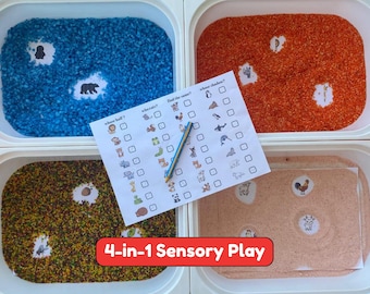 Animal Sensory Bin Activities Bundle - 4-in-1 Sensory Table Printables