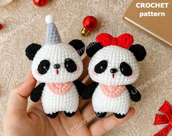 Patrón de crochet de panda amigurumi: Peluche de pareja (patrón PDF)