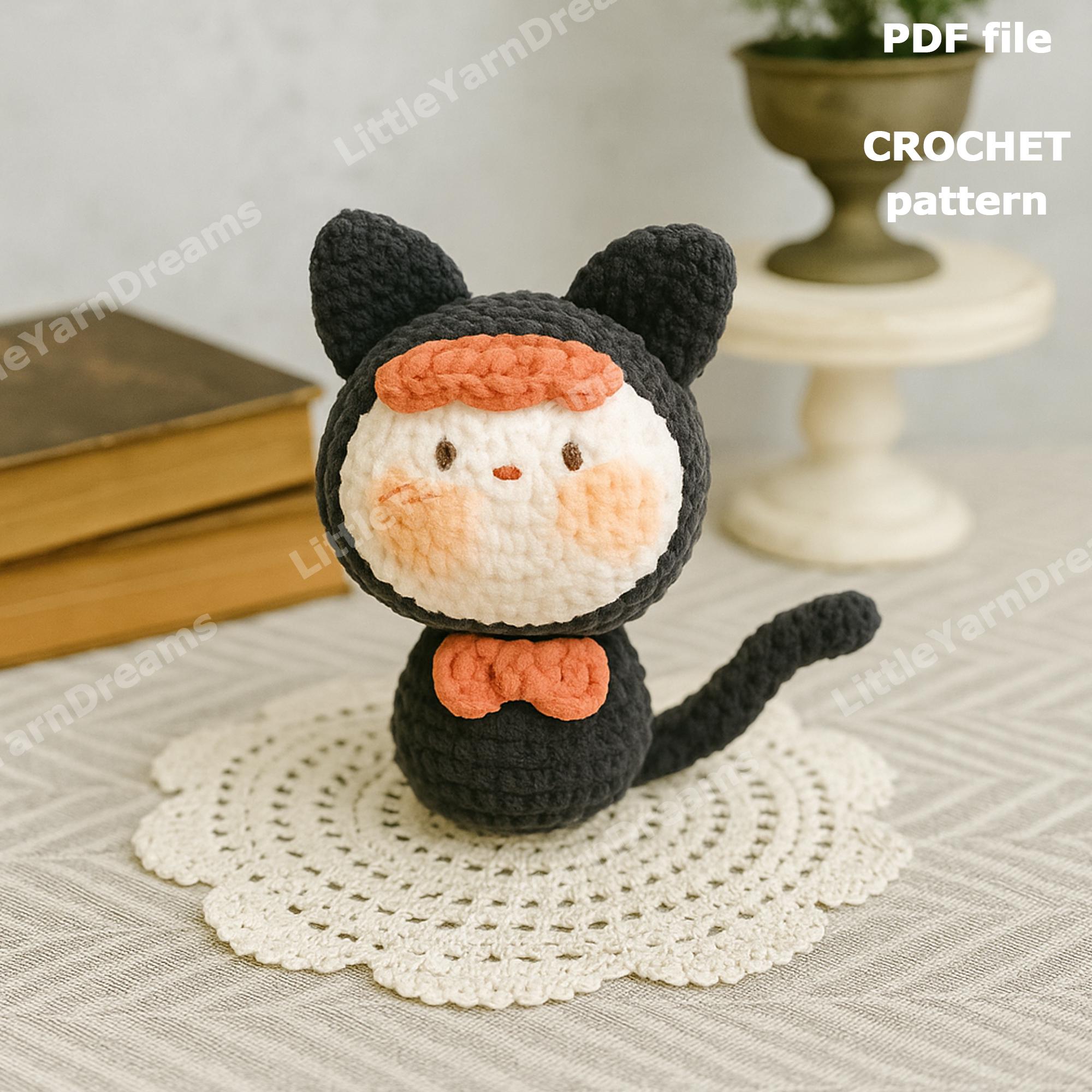 30 Black Cat Crochet Patterns for Amigurumi, Bags, Keychains, and Cozy Handmade Gifts 22 Round Black Cat Doll